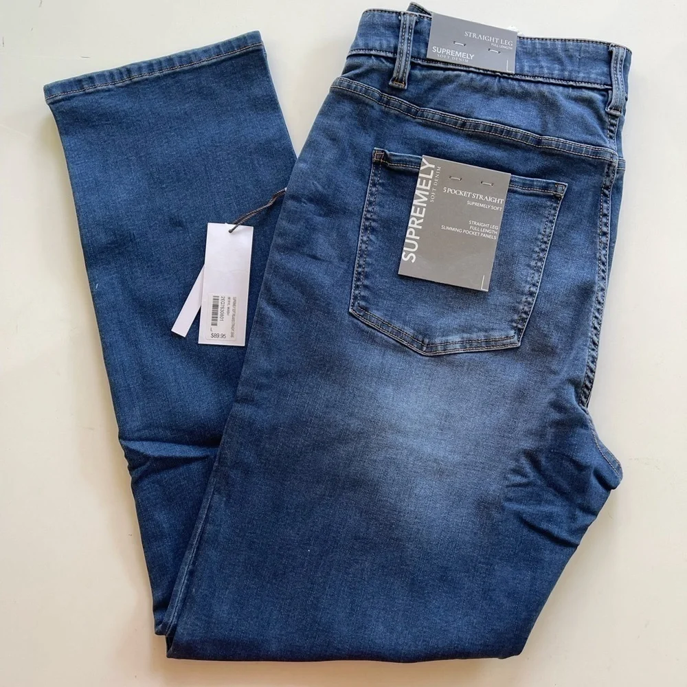 Soft Surroundings Supremely Soft Straight Leg Jean Beryl Wash - L
